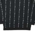 CHAMPION Boys Black Crew Neck XL Logo Print Cotton Blend Sweatshirt