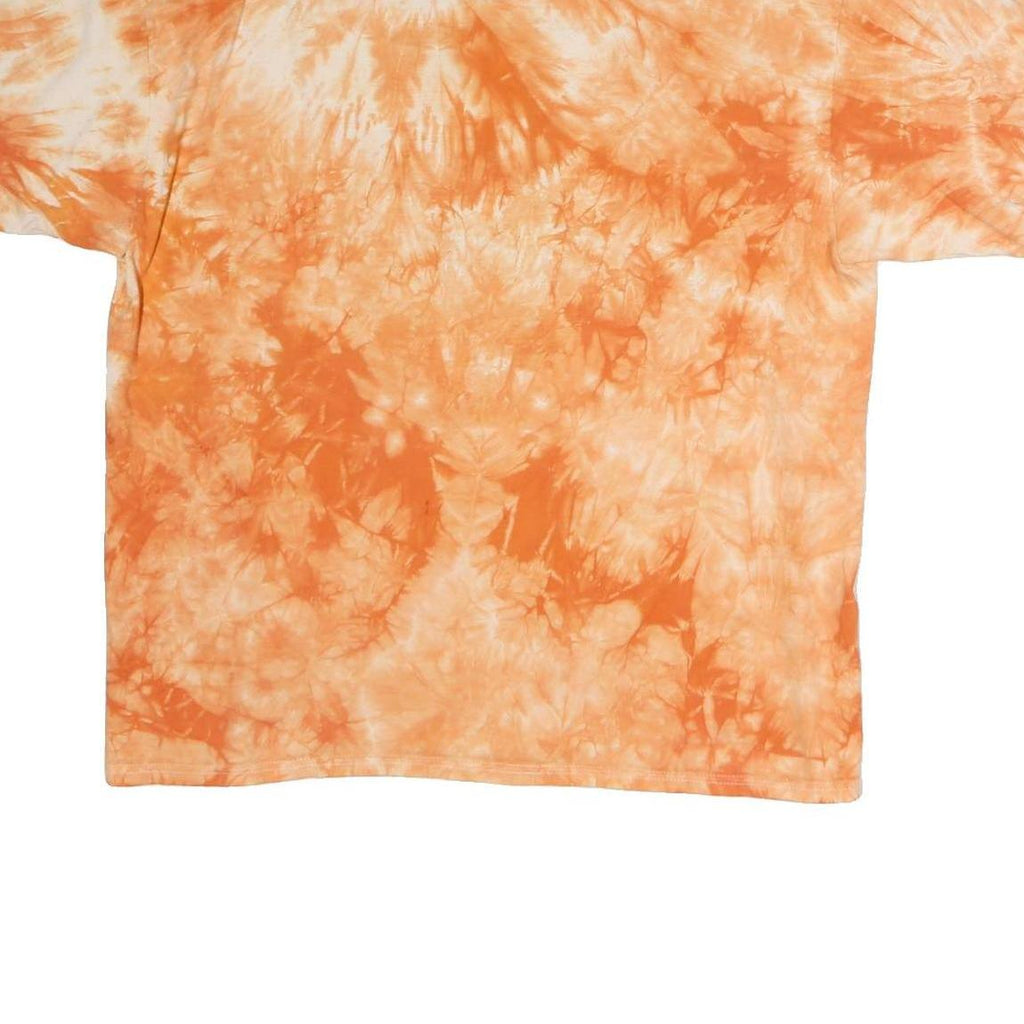 HANES Mens Orange Tie Dye Fit Graphic T-Shirt XL Short Sleeve Crew Neck Super