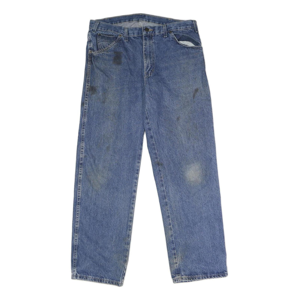 DICKIES Mens Relaxed Blue Denim Jeans W34 L32 Zip Cotton Classic Casual