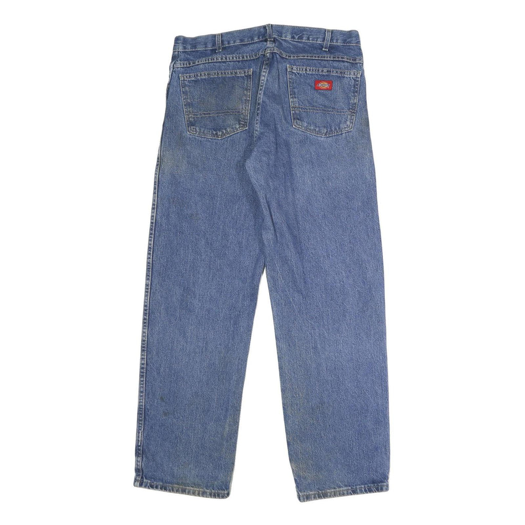 DICKIES Mens Relaxed Blue Denim Jeans W34 L32 Zip Cotton Classic Casual