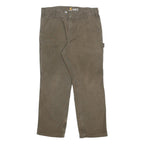 CARHARTT Mens Relaxed Fit Cotton Blend Brown Work Trousers W36 L30 Zip Pocket