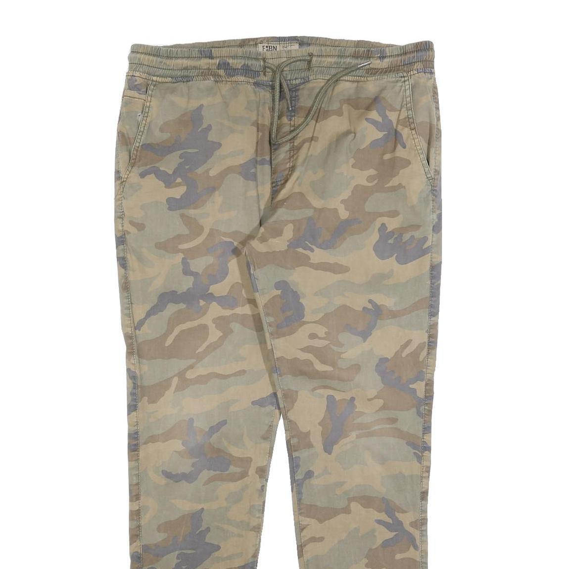 FSBN Mens Cotton Blend Camouflage Slim Tapered Trousers W35 L30 Casual