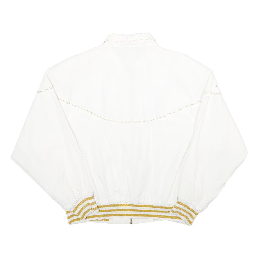 C.O.D. Womens White Gold Accent Zip Jacket M Viscose Blend Star Heart Print