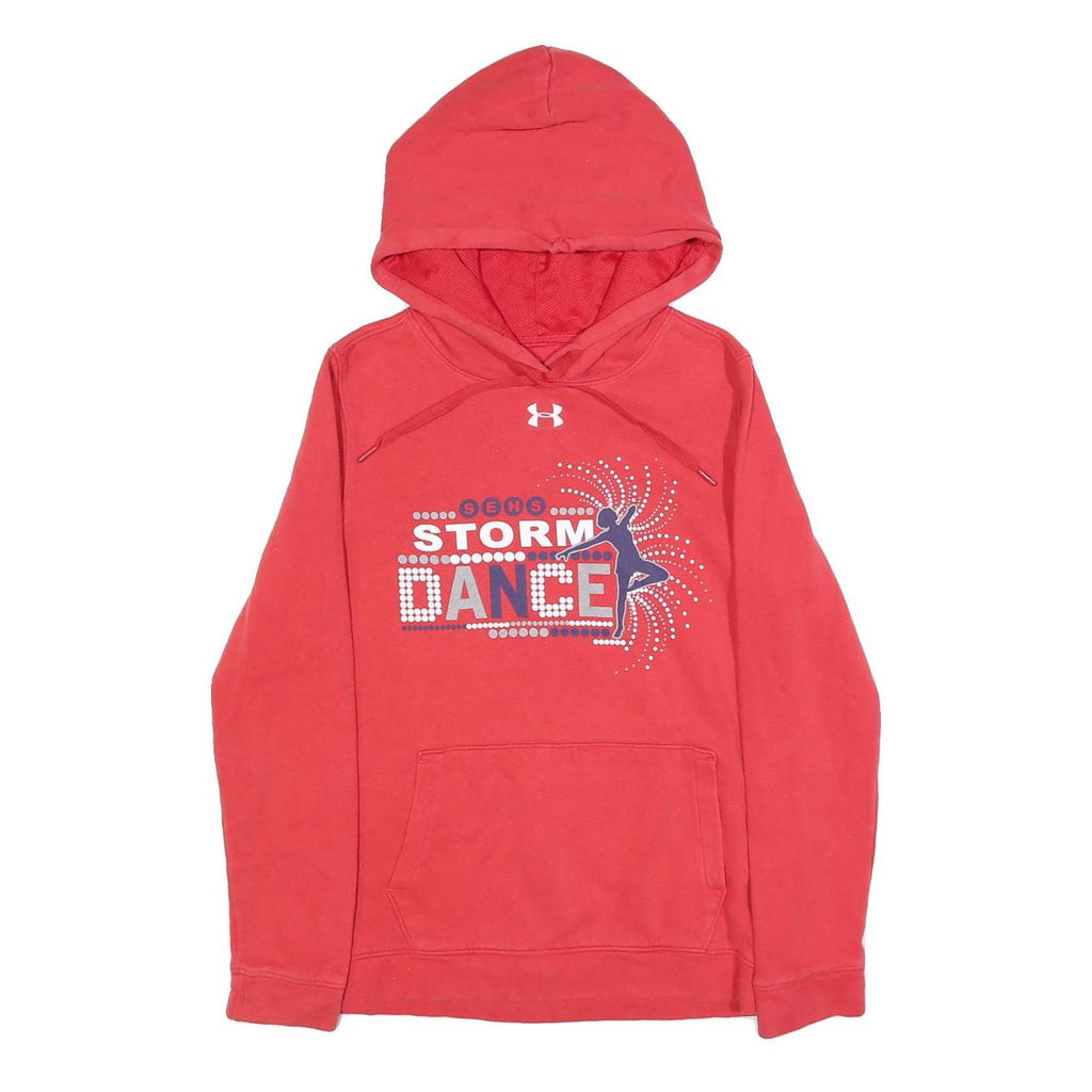 UNDER ARMOUR Womens Red SEHS Storm Dance Hoodie S Printed Cotton Blend Pullover