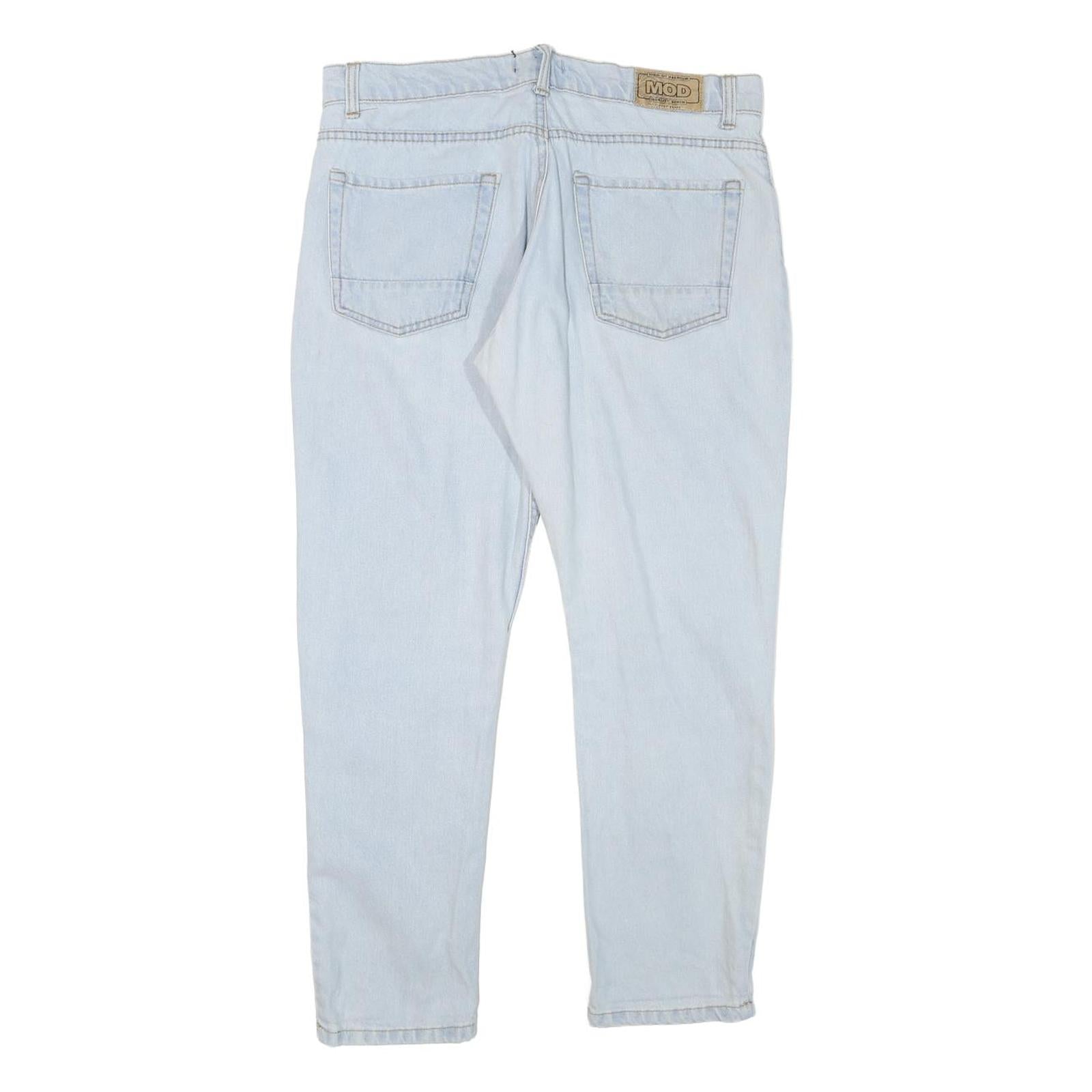 MOD Mens Slim Skinny Light Blue Denim Cotton Blend Jeans W32 L27 Light Wash