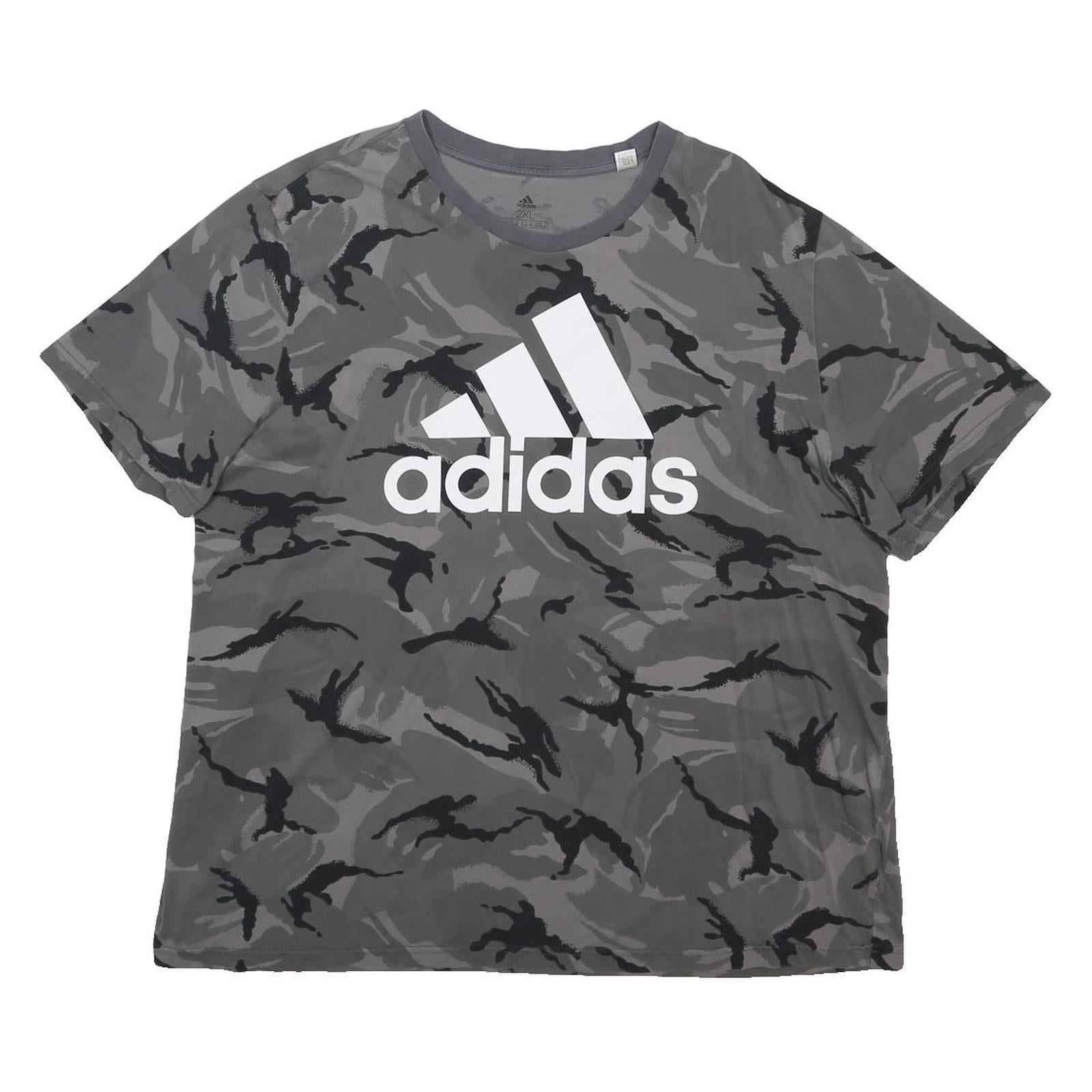 ADIDAS Mens Grey Camouflage Graphic Logo T-Shirt 2XL Short Sleeve Crew Neck