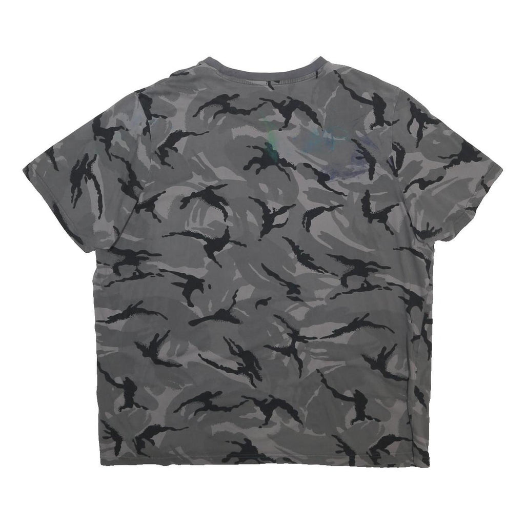 ADIDAS Mens Grey Camouflage Graphic Logo T-Shirt 2XL Short Sleeve Crew Neck