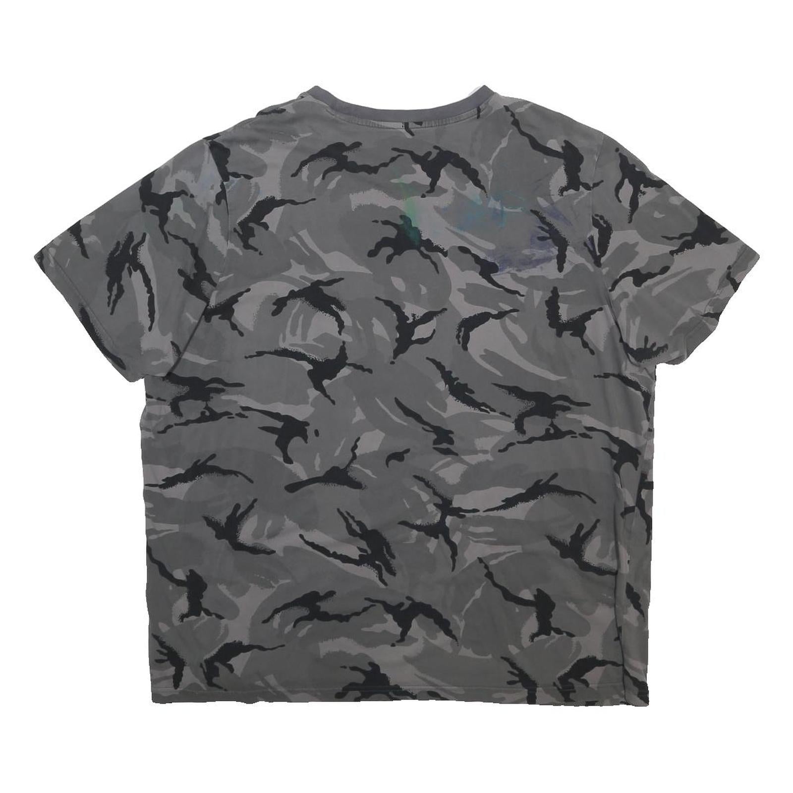 ADIDAS Mens Grey Camouflage Graphic Logo T-Shirt 2XL Short Sleeve Crew Neck