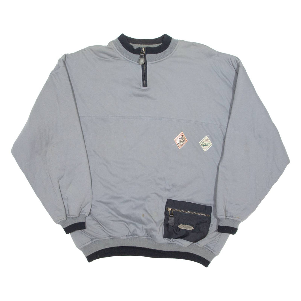 BST Boston Baseball Mens Sweatshirt Grey 1/4 Zip XL