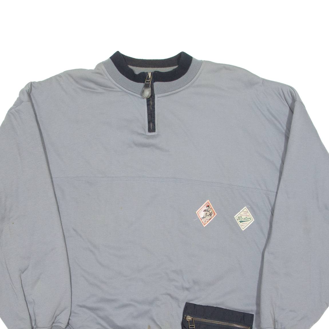 BST Boston Baseball Mens Sweatshirt Grey 1/4 Zip XL