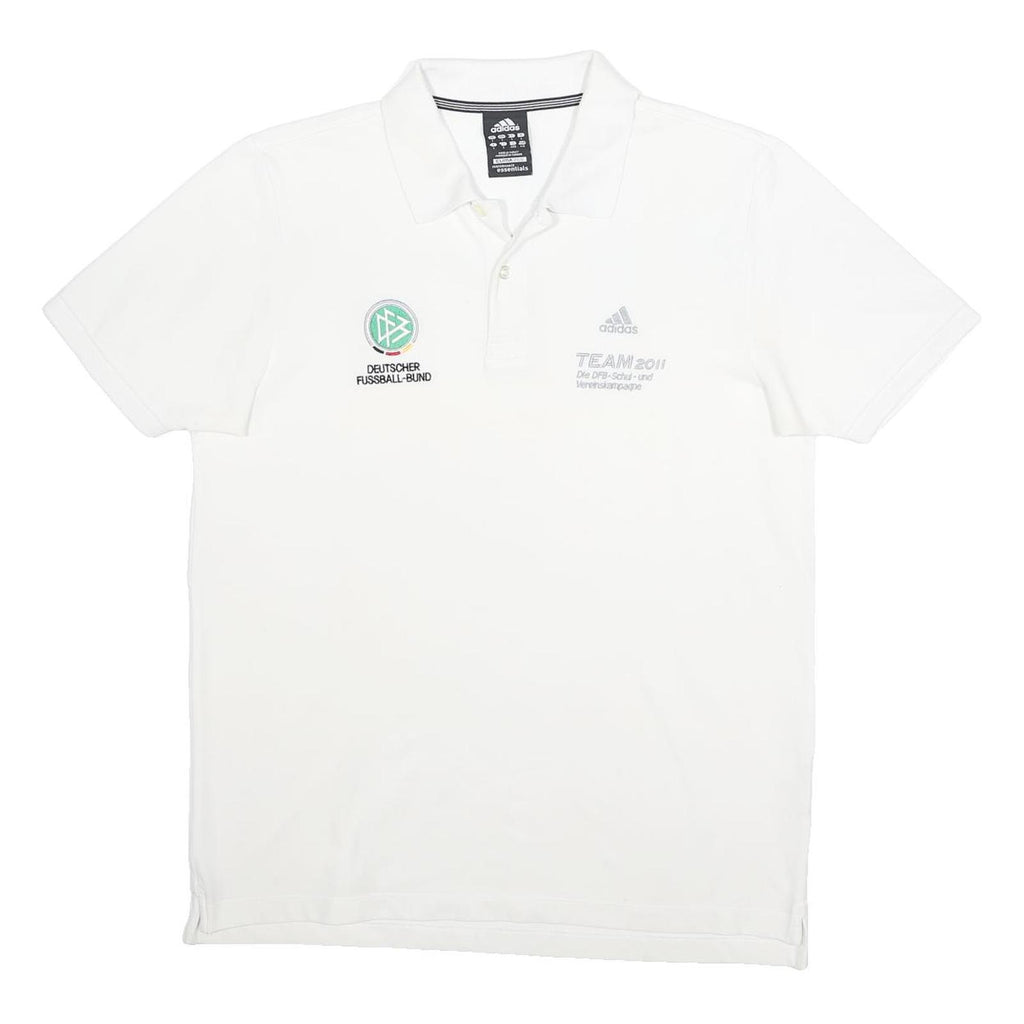 ADIDAS Mens White Cotton Blend Football Polo Shirt L Climate Clble