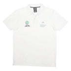 ADIDAS Mens White Cotton Blend Football Polo Shirt L Climate Clble