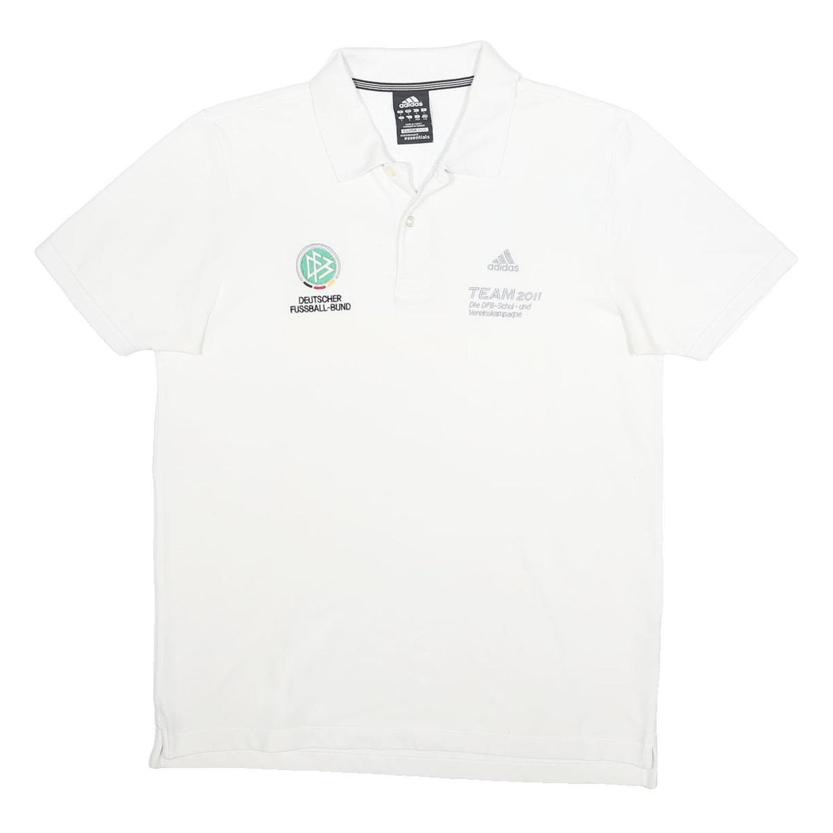 ADIDAS Mens White Cotton Blend Football Polo Shirt L Climate Clble