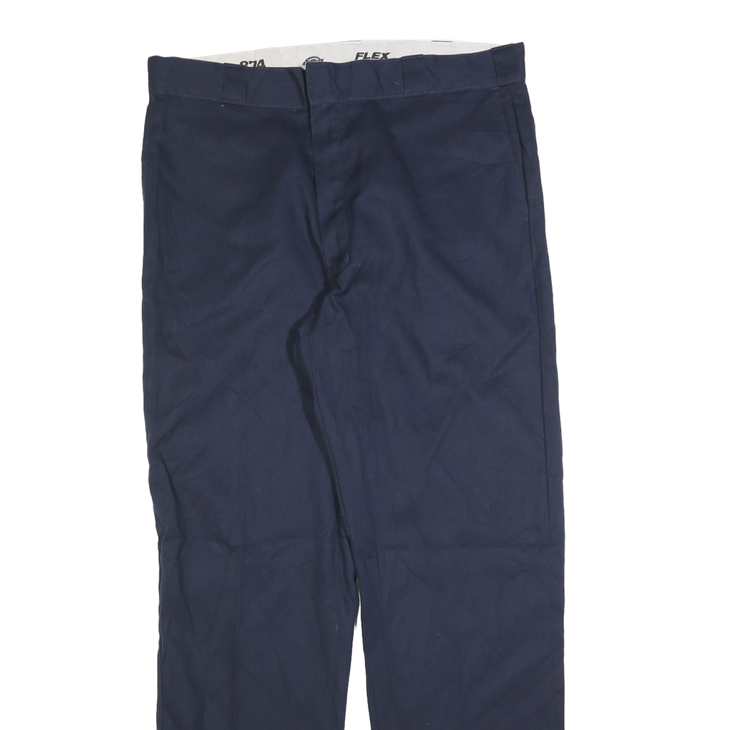 DICKIES Mens Cotton Blend Navy Regular Fit Straight Leg Trousers W38 L34
