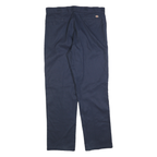 DICKIES Mens Cotton Blend Navy Regular Fit Straight Leg Trousers W38 L34