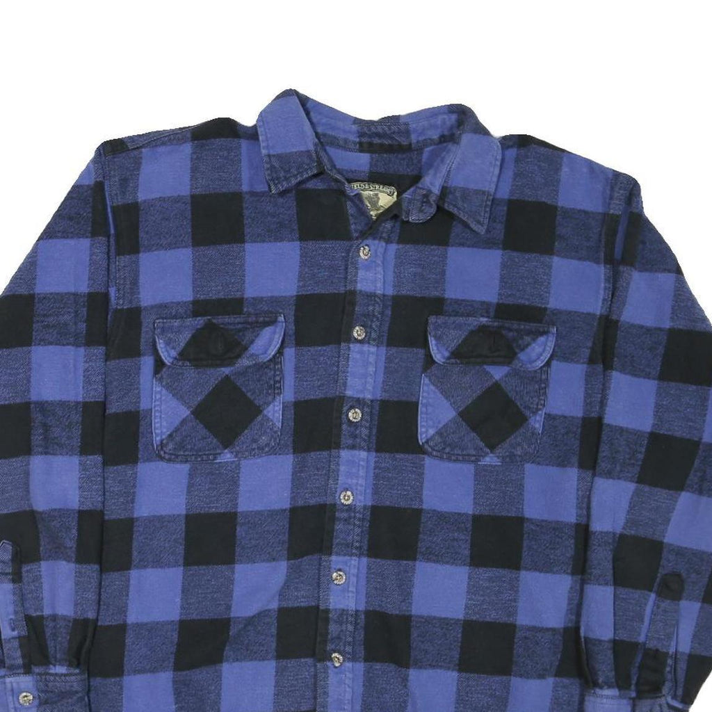 FIELD & STREAM Mens Blue & Black Check Shirt XL Cotton Blend Long Sleeve Casual