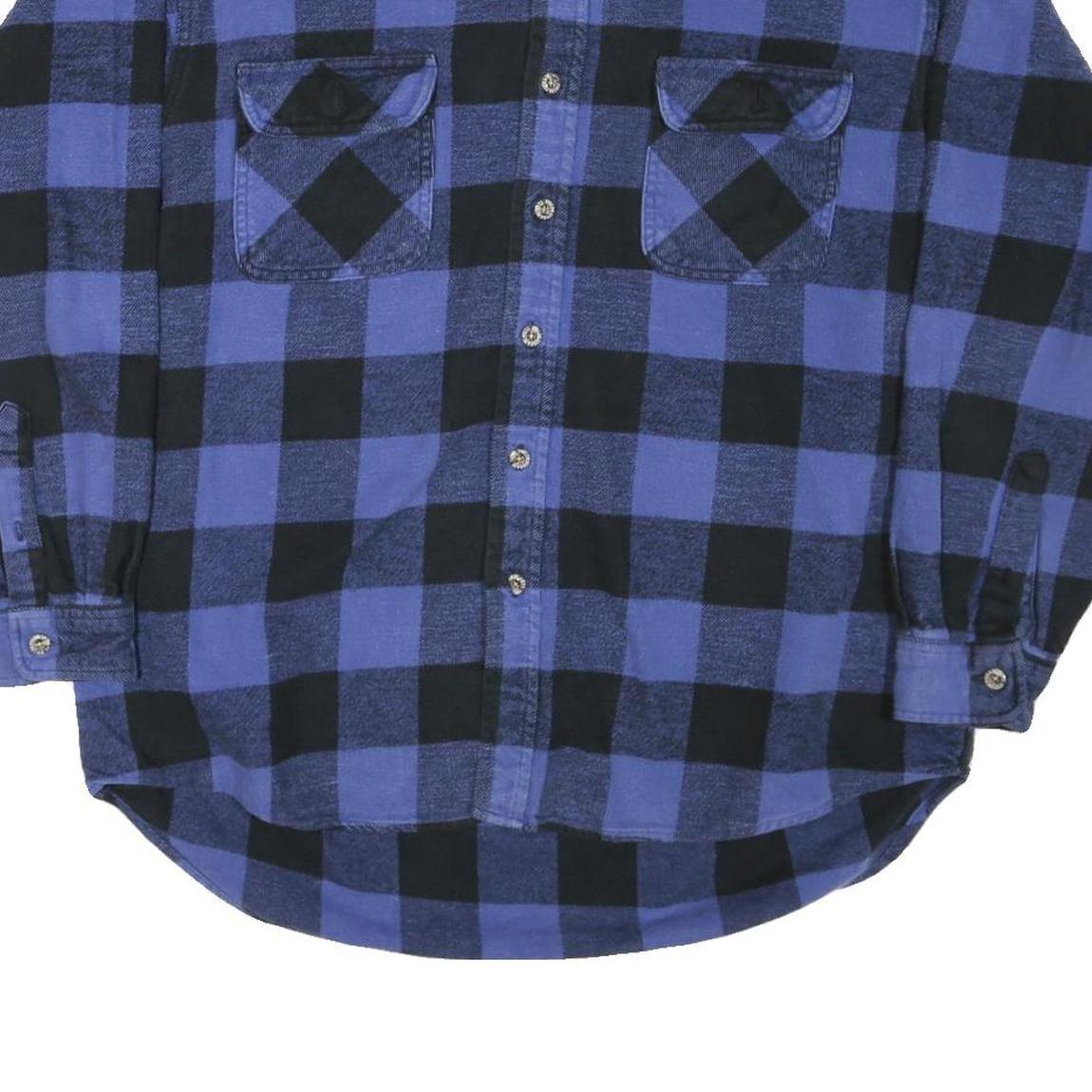FIELD & STREAM Mens Blue & Black Check Shirt XL Cotton Blend Long Sleeve Casual