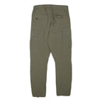H&M Mens Cotton Blend Slim Cargo Trousers Green W29 L28 Drawstring Pockets