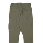 H&M Mens Cotton Blend Slim Cargo Trousers Green W29 L28 Drawstring Pockets