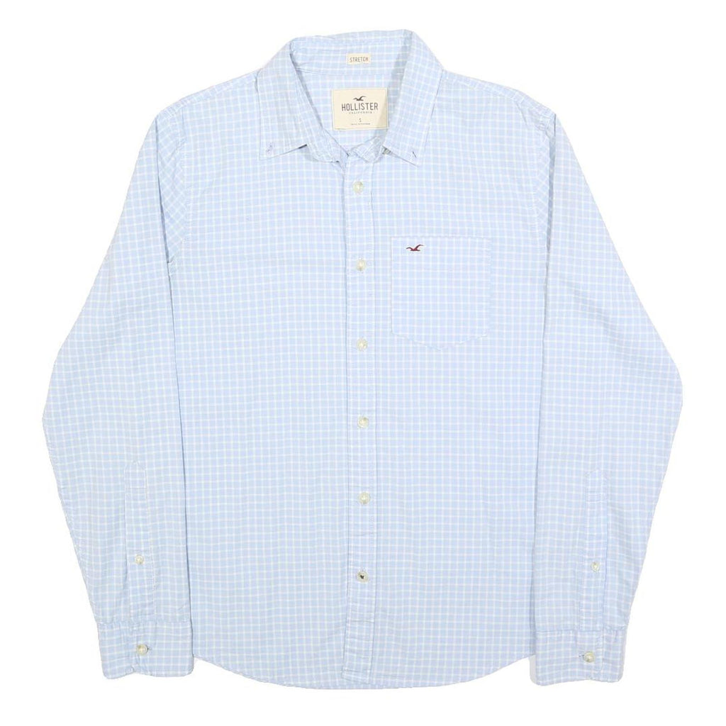 HOLLISTER Mens Blue Check Shirt S Cotton Blend Long Sleeve Button-Down Casual