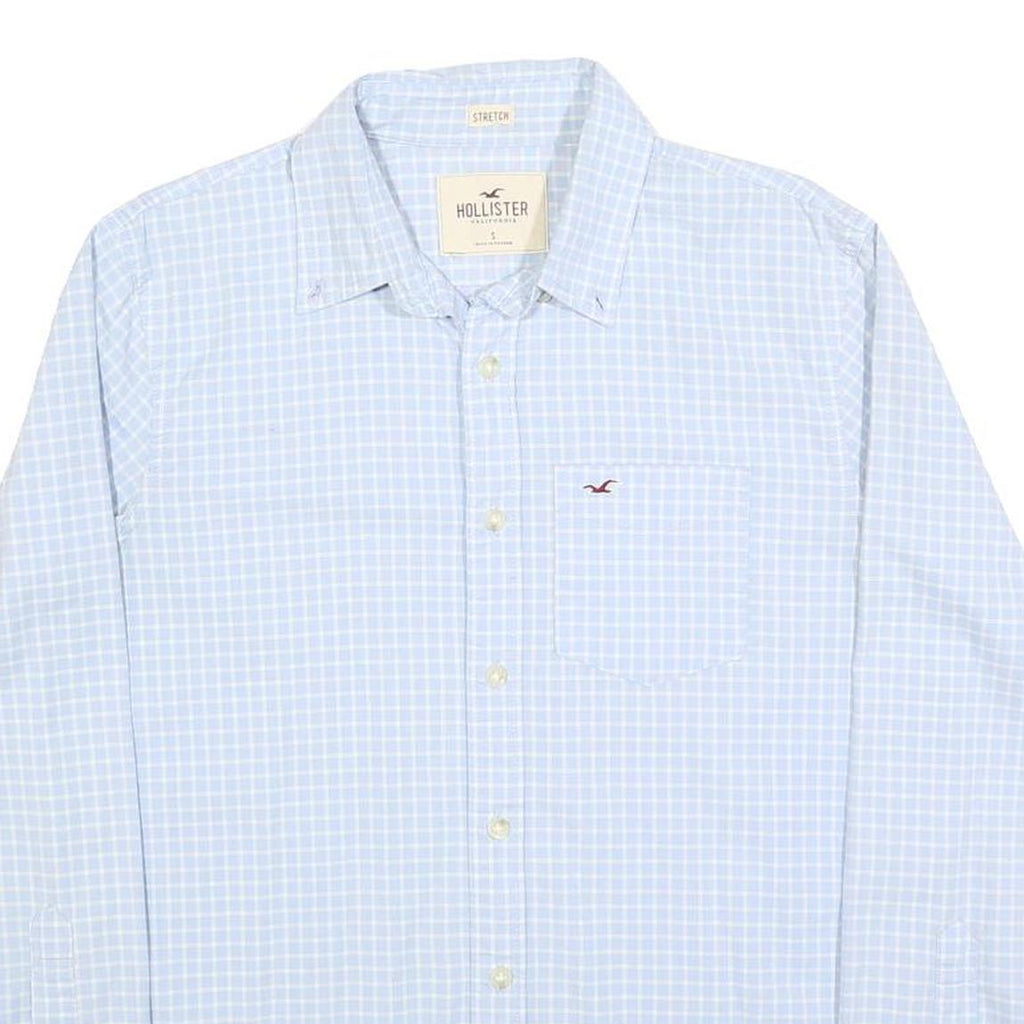 HOLLISTER Mens Blue Check Shirt S Cotton Blend Long Sleeve Button-Down Casual