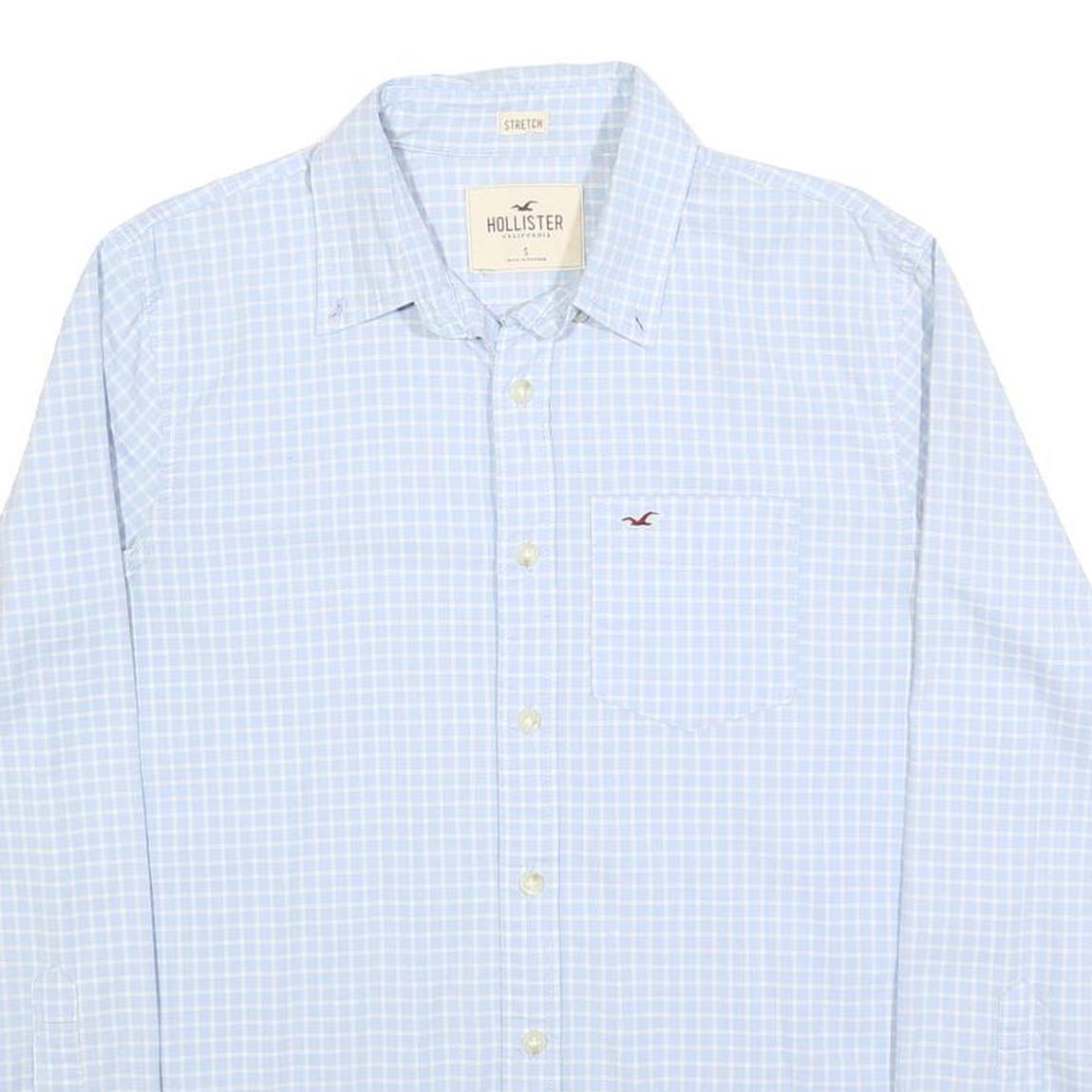 HOLLISTER Mens Blue Check Shirt S Cotton Blend Long Sleeve Button-Down Casual