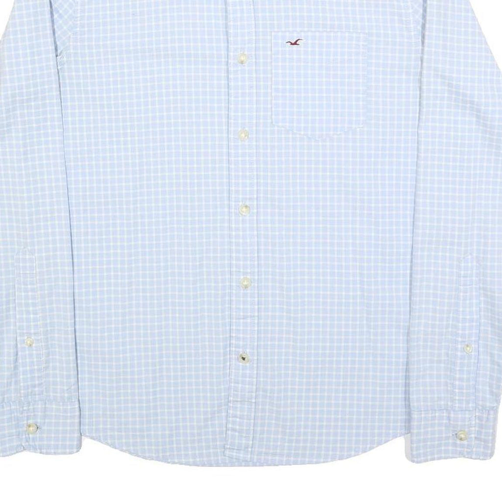 HOLLISTER Mens Blue Check Shirt S Cotton Blend Long Sleeve Button-Down Casual