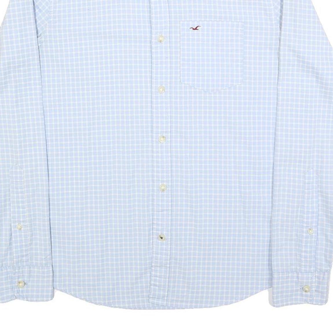 HOLLISTER Mens Blue Check Shirt S Cotton Blend Long Sleeve Button-Down Casual