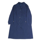 Womens Blue Plain Button Cotton Regular Jacket L Classic Button Closure