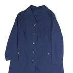 Womens Blue Plain Button Cotton Regular Jacket L Classic Button Closure