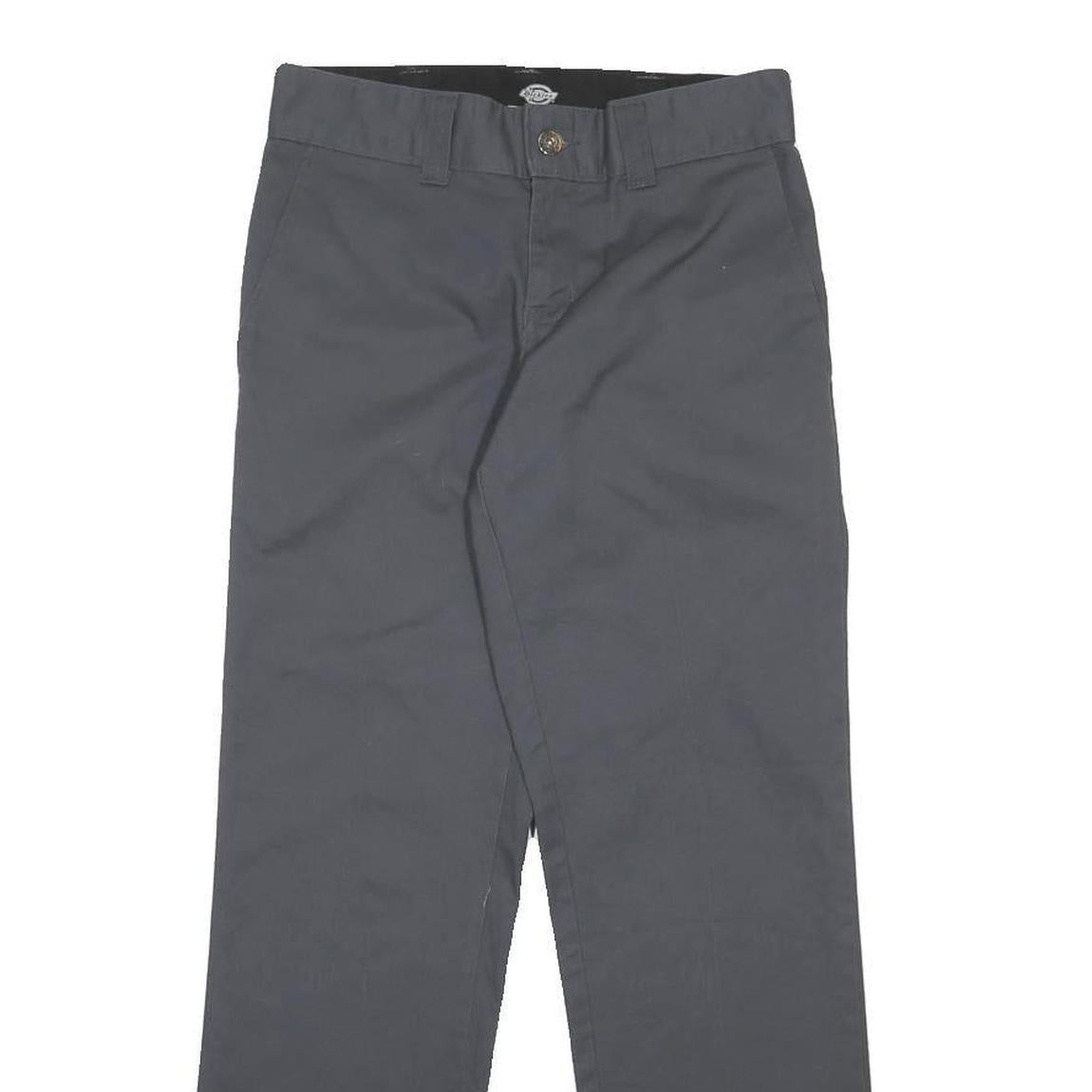 DICKIES Womens Grey Regular Fit Straight Leg Trousers W28 L30 Cotton Blend Zip