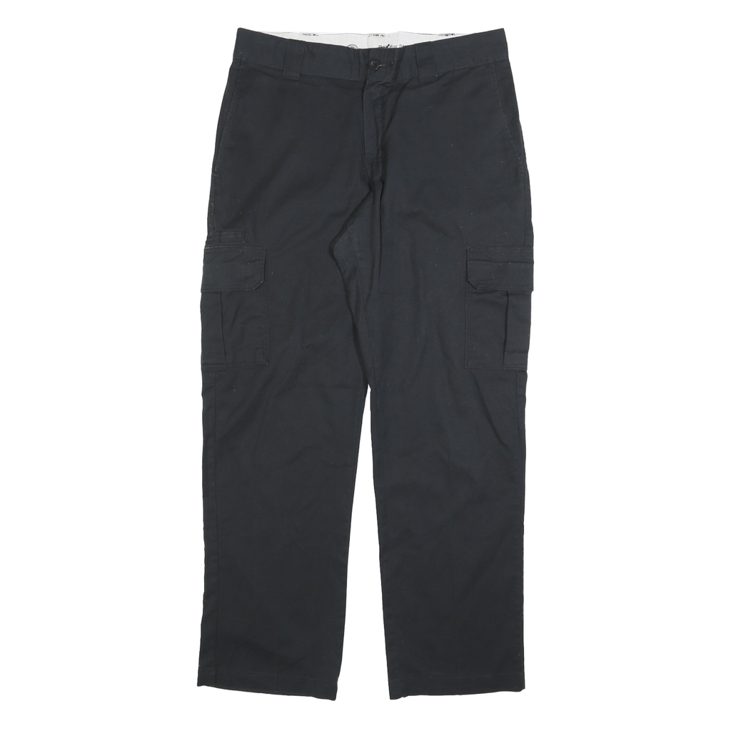 DICKIES Mens Cotton Blend Black Regular Fit Straight Leg Trousers W34 L32
