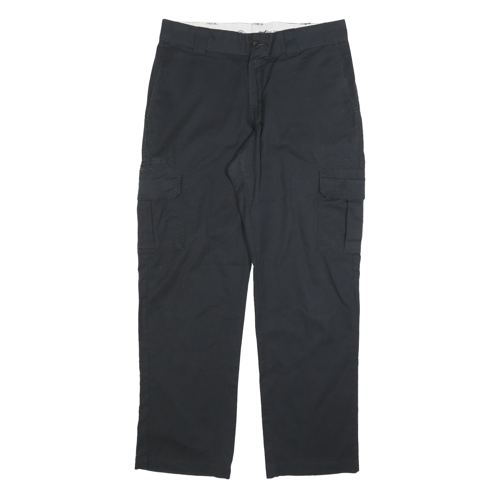 DICKIES Mens Cotton Blend Black Regular Fit Straight Leg Trousers W34 L32