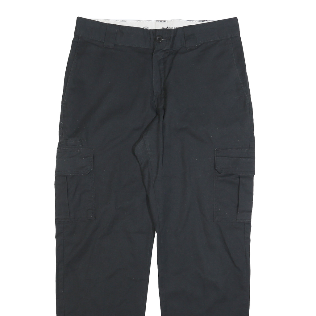 DICKIES Mens Cotton Blend Black Regular Fit Straight Leg Trousers W34 L32