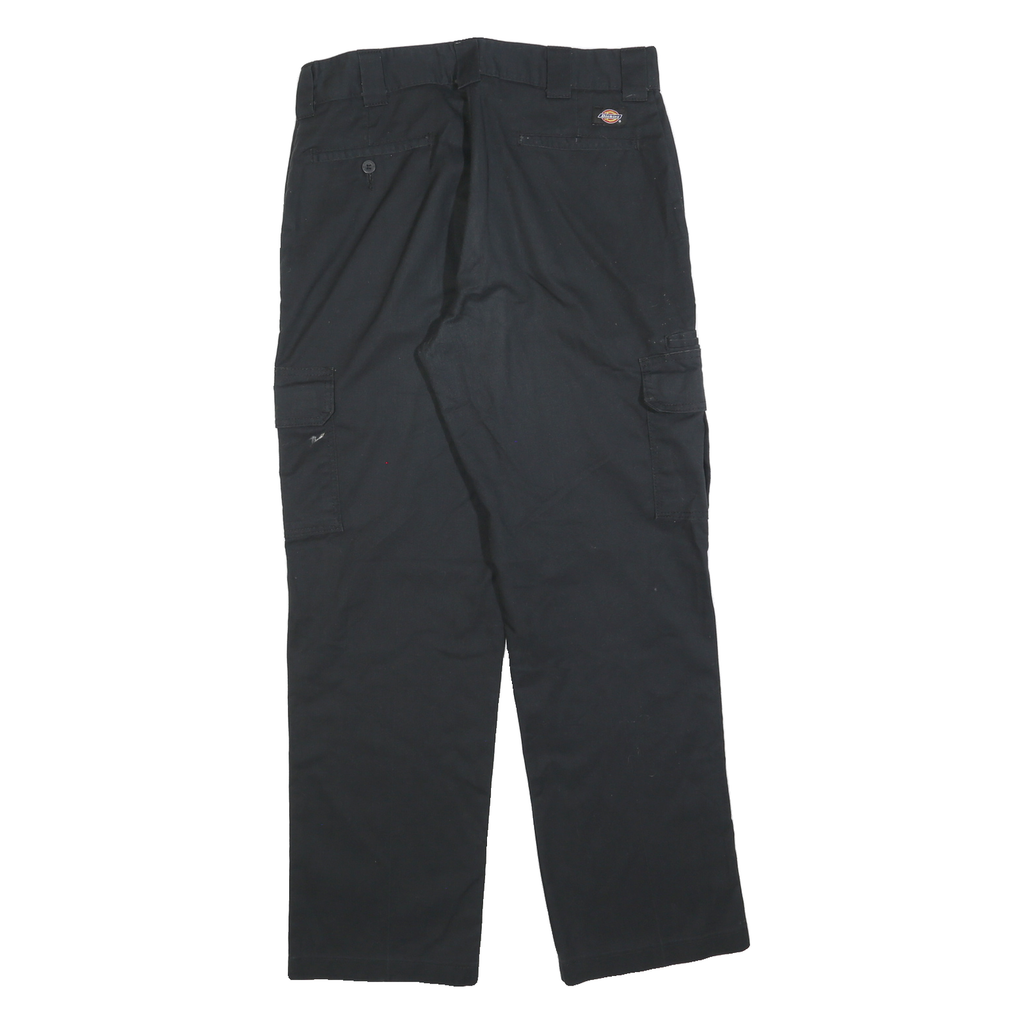 DICKIES Mens Cotton Blend Black Regular Fit Straight Leg Trousers W34 L32