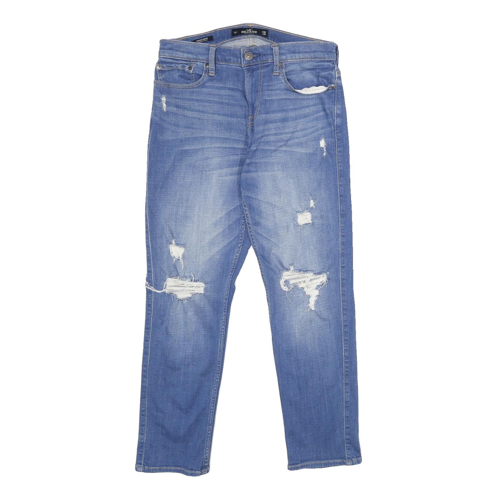 HOLLISTER Mens Blue Slim Skinny Denim Light W30 L30 Distressed Cotton Blend