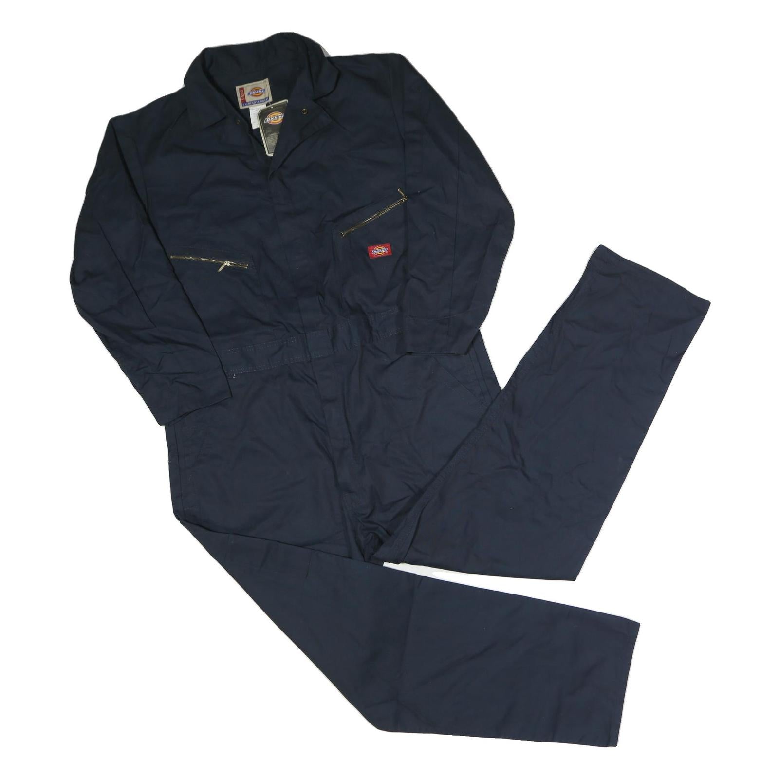 DICKIES Mens Navy Blue Dungarees Loose Polyester Blend Size L W44 L30 Workwear