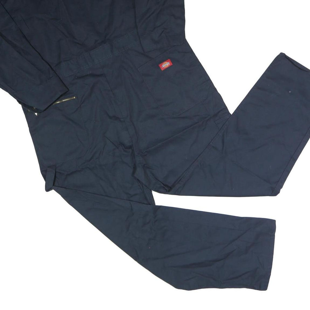 DICKIES Mens Navy Blue Dungarees Loose Polyester Blend Size L W44 L30 Workwear