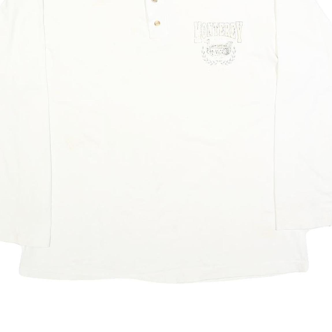 COTTON DELUXE Mens White Henley Long Sleeve T-Shirt XL Monterey Print Casual