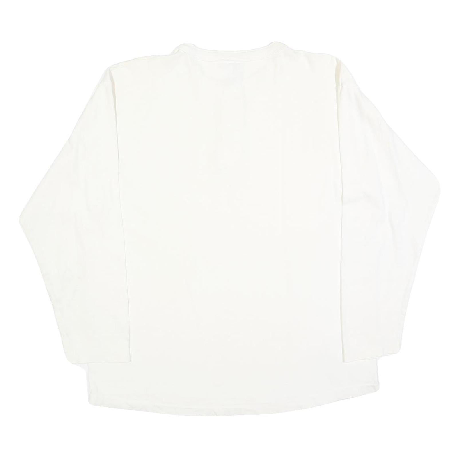 COTTON DELUXE Mens White Henley Long Sleeve T-Shirt XL Monterey Print Casual