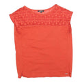 DKNY Womens Orange Printed Top Sleeveless Round Neck M Cotton Blend