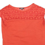 DKNY Womens Orange Printed Top Sleeveless Round Neck M Cotton Blend