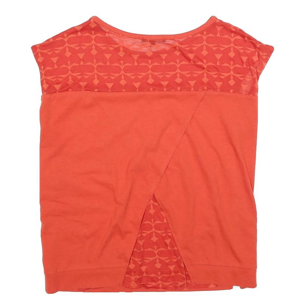 DKNY Womens Orange Printed Top Sleeveless Round Neck M Cotton Blend