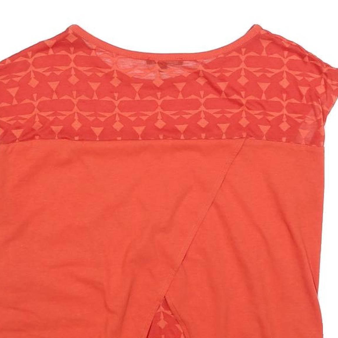 DKNY Womens Orange Printed Top Sleeveless Round Neck M Cotton Blend