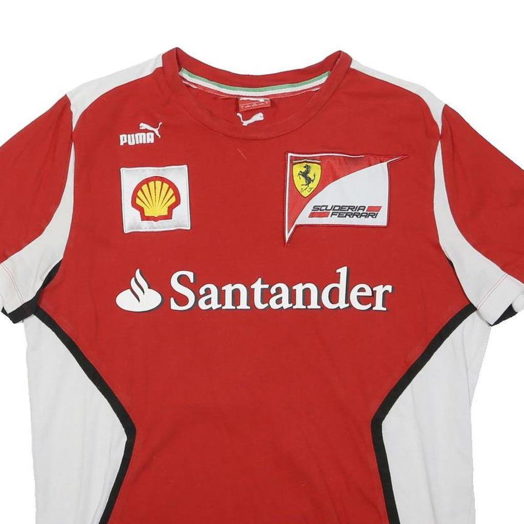 PUMA Mens Red & White Ferrari Style T-Shirt L Short Sleeve Crew Neck Racing