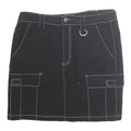 SO Womens Black Contrast Stitch Cargo Mini Cotton Skirt Size S Functional
