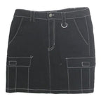 SO Womens Black Contrast Stitch Cargo Mini Cotton Skirt Size S Functional