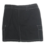 SO Womens Black Contrast Stitch Cargo Mini Cotton Skirt Size S Functional