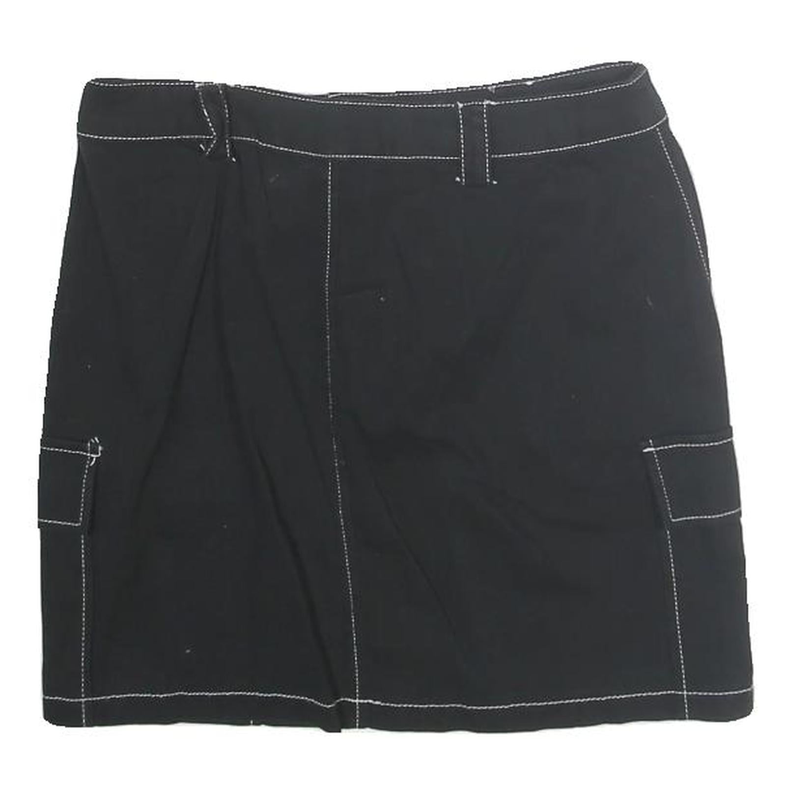 SO Womens Black Contrast Stitch Cargo Mini Cotton Skirt Size S Functional