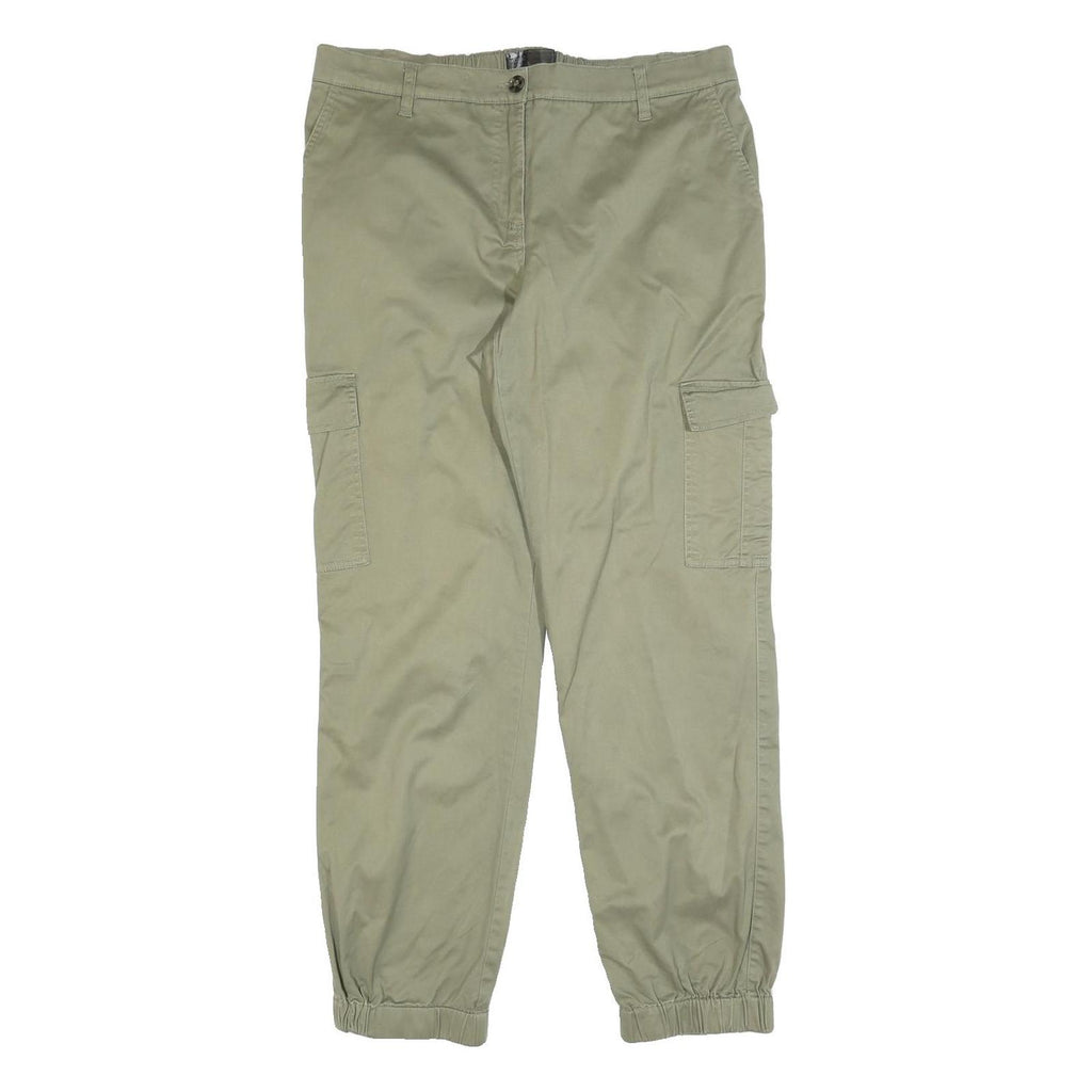 BPC SELECTION Mens Cotton Blend Khaki Regular Cargo Trousers W34 L30 Casual Zip